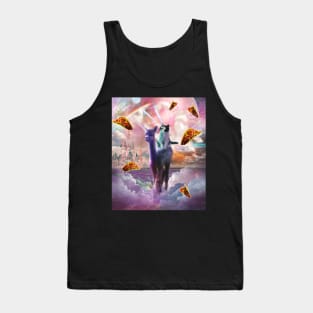 Cosmic Laser Cat Riding Alpaca Unicorn Tank Top